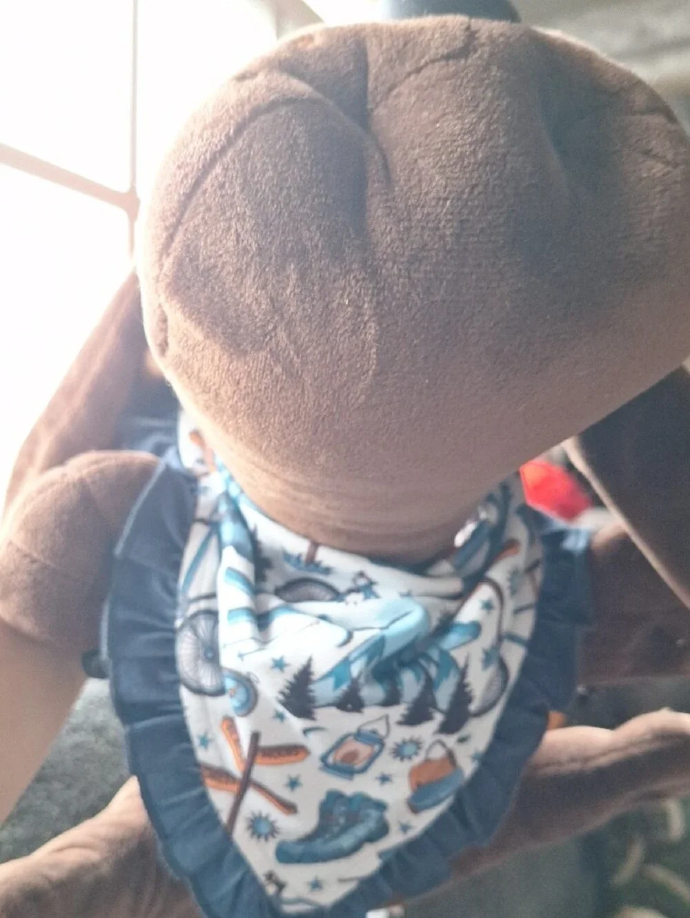 Pets!  Extra Small Ruffle Bandana by Griffy & Drake - Outdoor Print, Blue & Tan